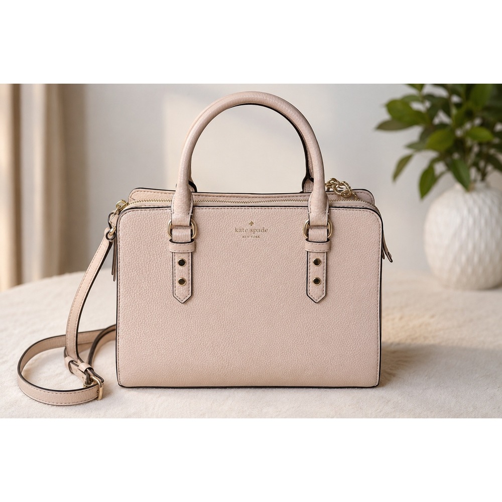 Kate Spade‎ Leather Crossbody Satchel Bag Purse Cream Neutral Chic Quiet Luxury